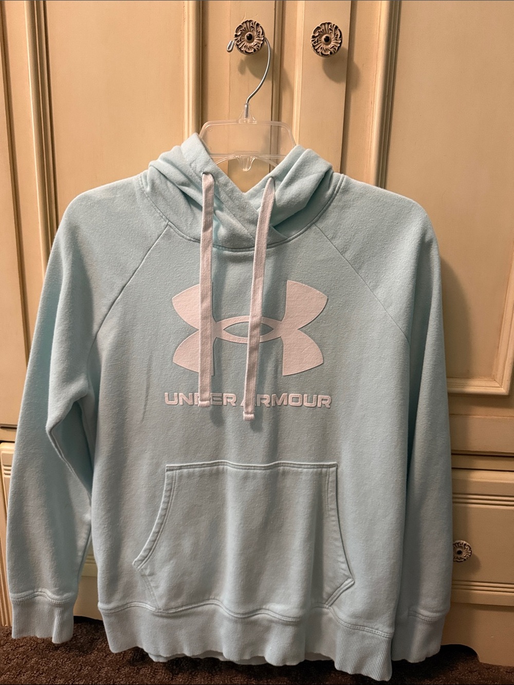 Under Armour Pastel Blue Hoodie with White Logo